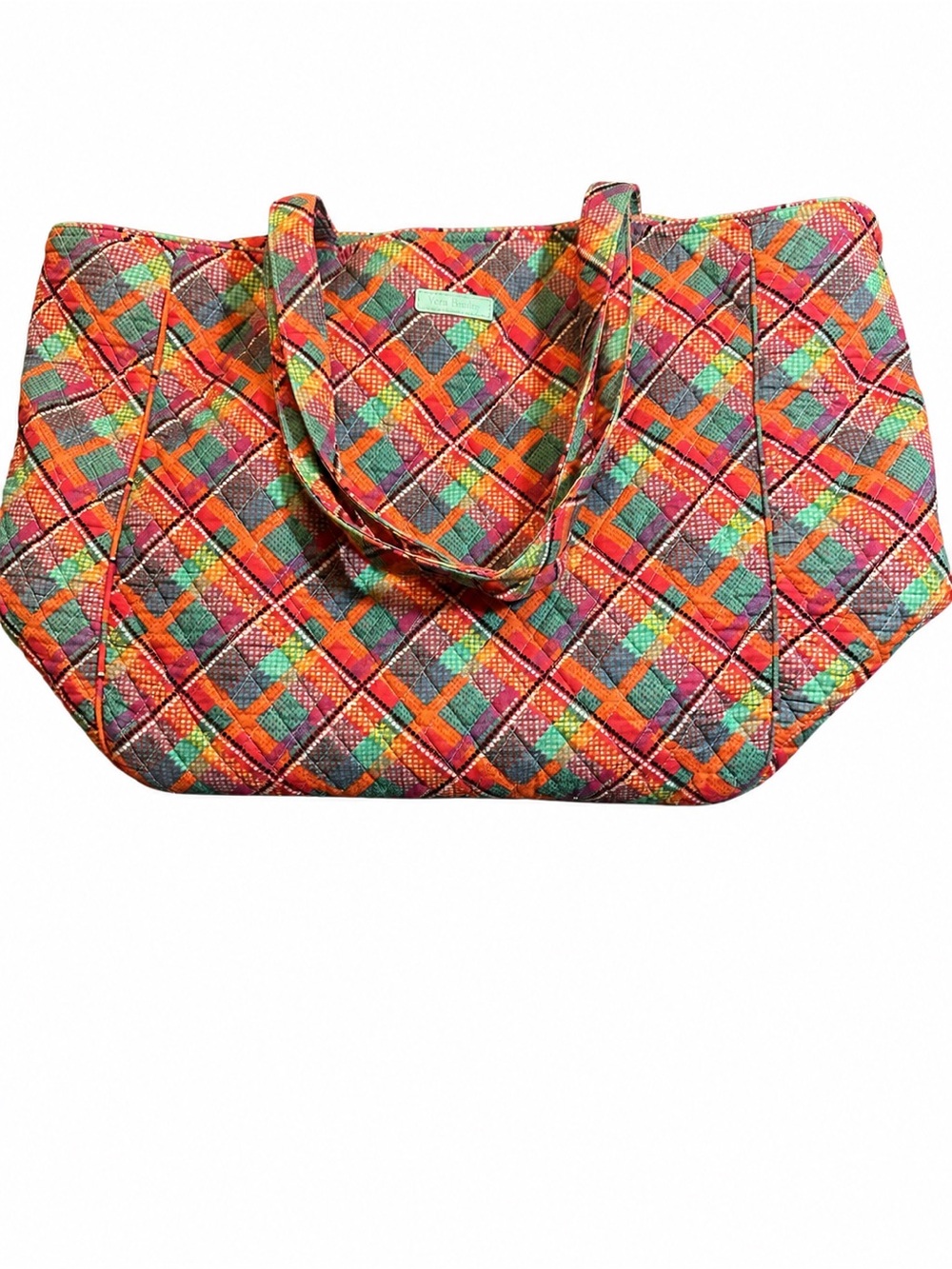 Vera Bradley Multicolor Plaid Quilted Large Tote Bag